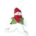 Felt Snow man with Red Hat, Muffler and Green Cloth Pendant